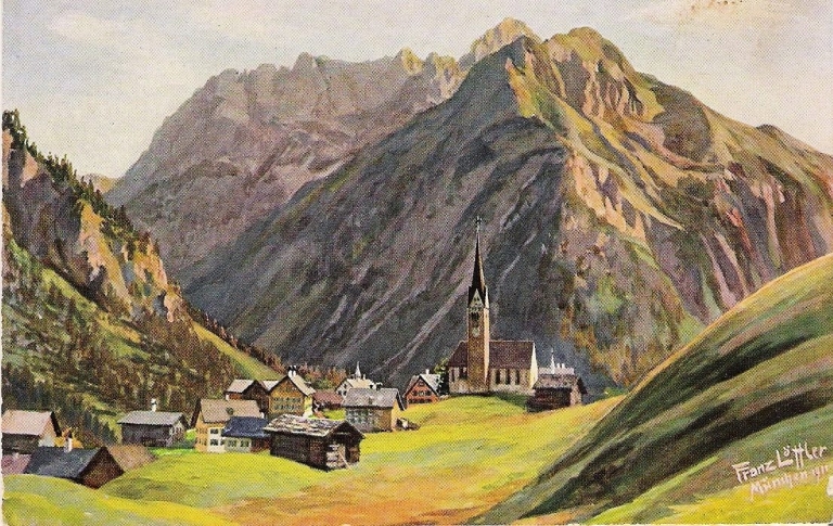 Gemälde Kleinwalsertal Mittelberg von Franz Löttler